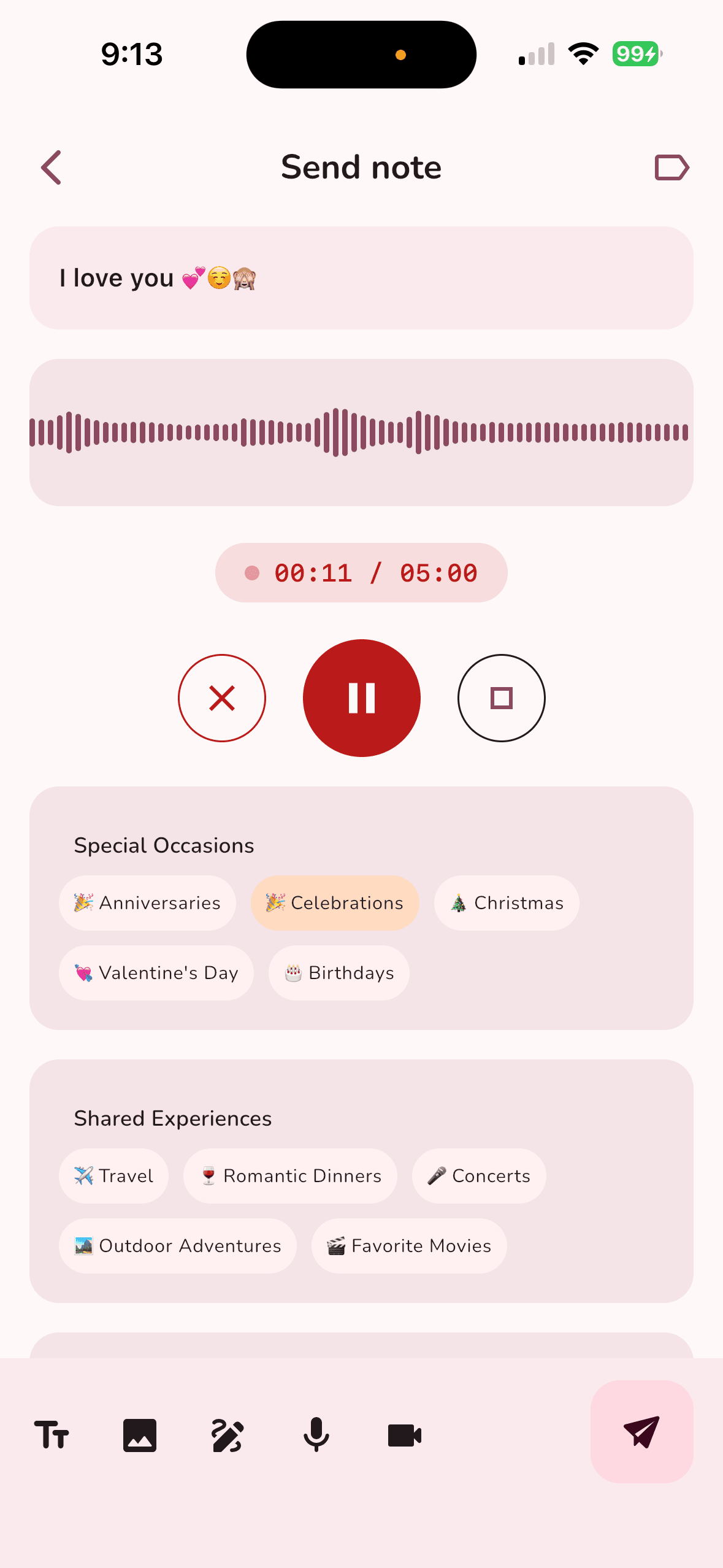 Send a voice message to your partner