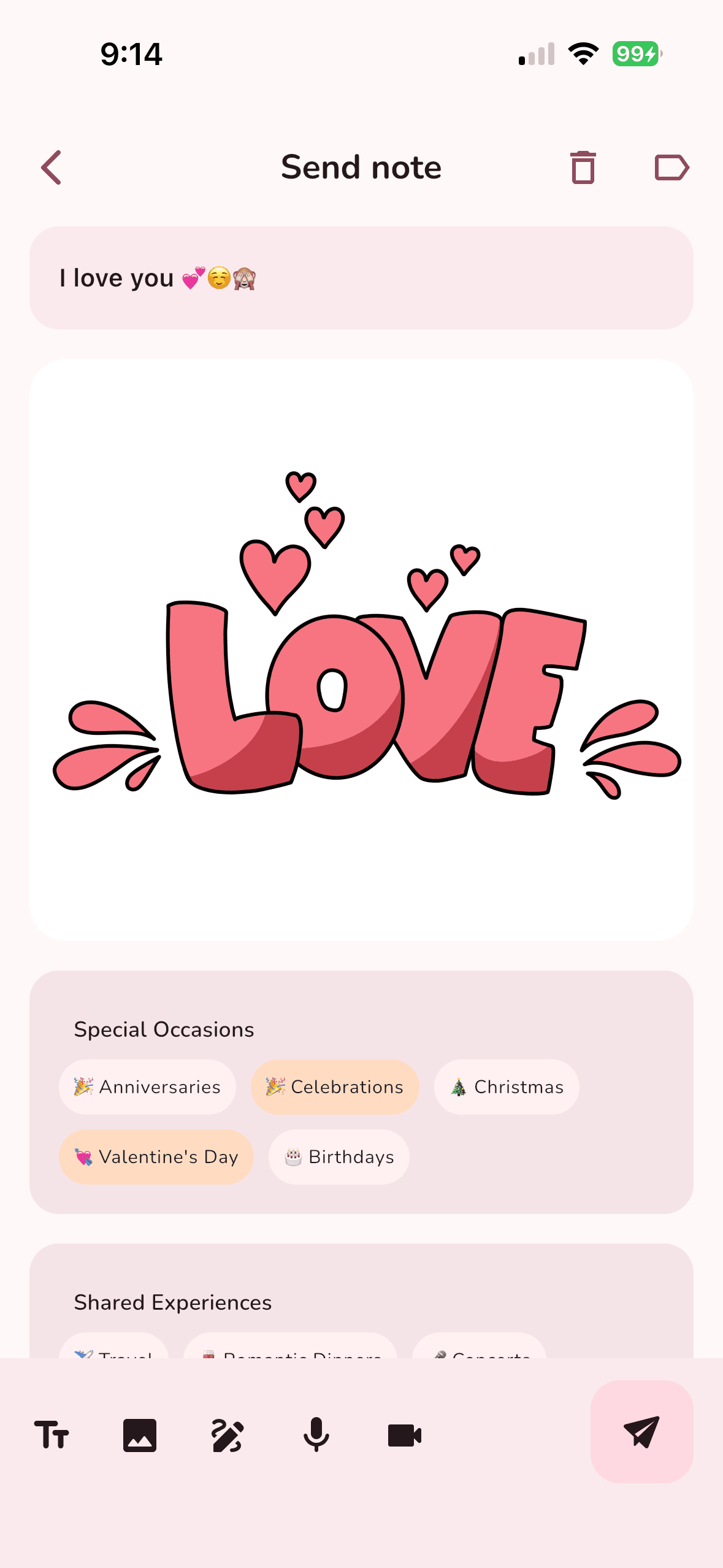 Send an image note to your partner