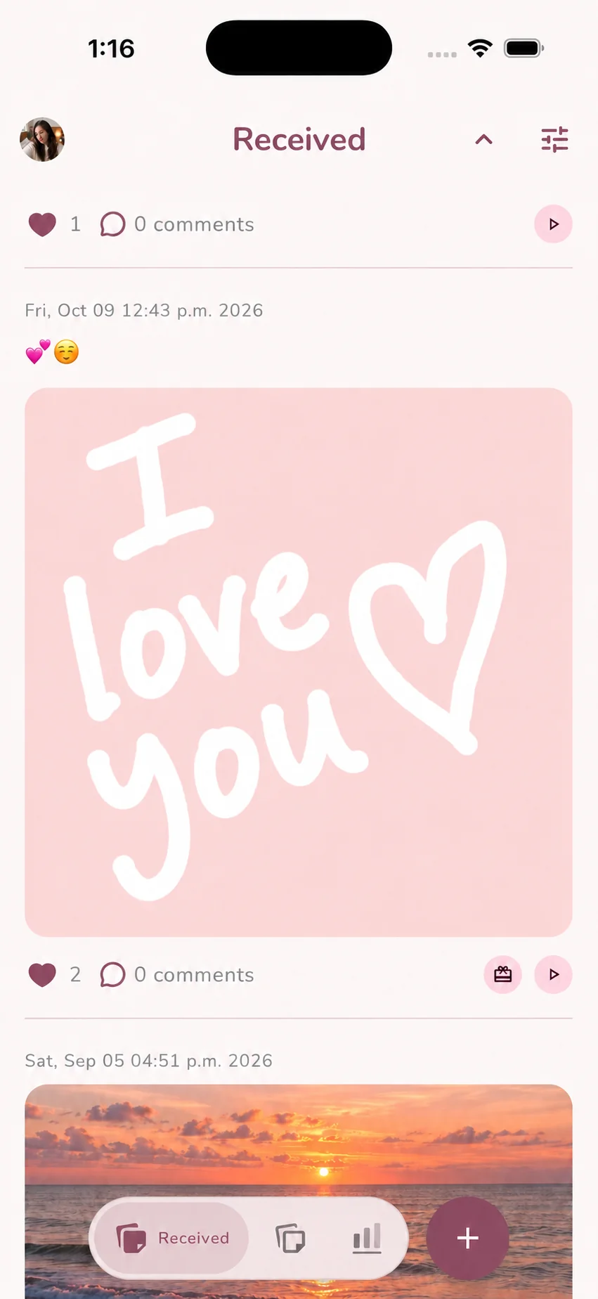Received I love you drawing in Love Notes
